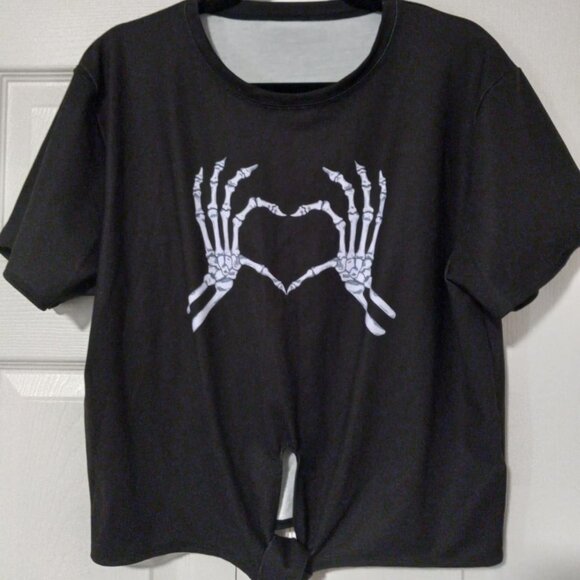 BLACKMILK LOVE YOU TO  DEATH TIE FRONT TEE XL - Picture 2 of 3